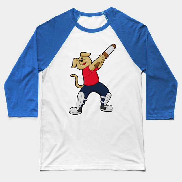 Dog at Cricket with Cricket bat Baseball T-Shirt by Markus Schnabel